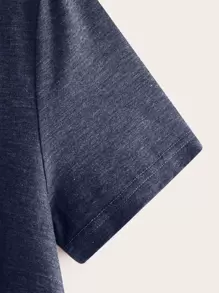 SHEIN LUNE Plus Marled Knit Smock Top - Navy Blue - View 5