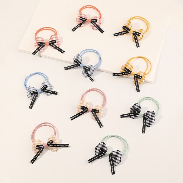 

10pcs Toddler Girls Bow Knot Decor Hair Tie, Multicolor