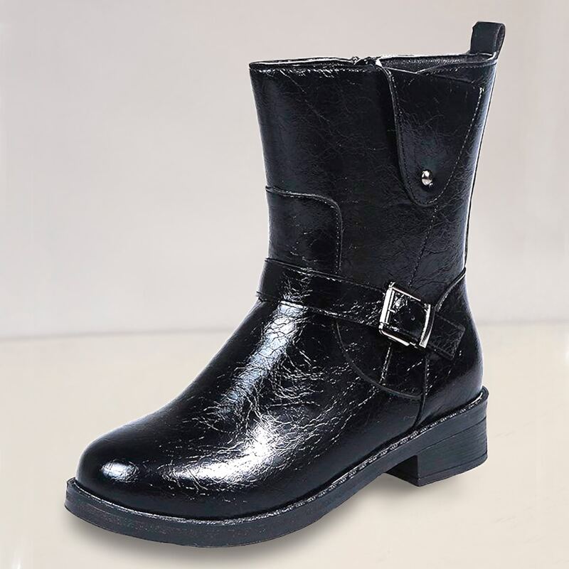 

Buckle Belt Boots, Black
