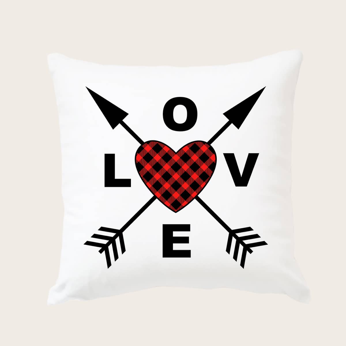 

Heart Print Cushion Cover Without Filler, White
