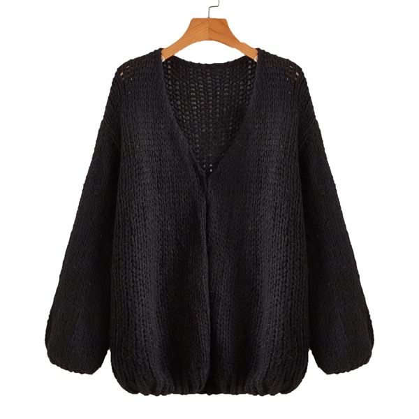 

Open Front Batwing Sleeve Cardigan, Black