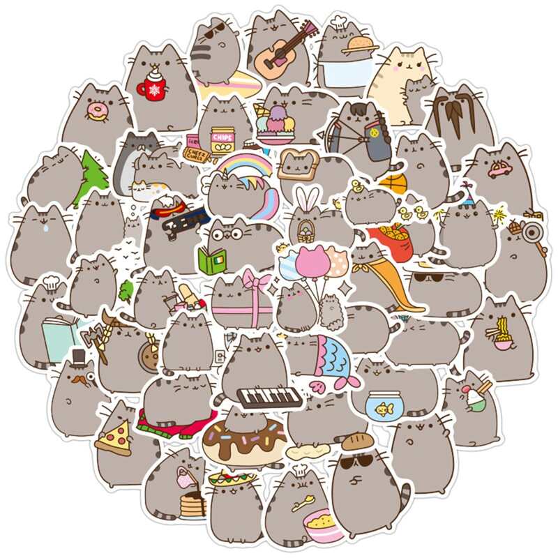 

100pcs Cartoon Cat Sticker, Multicolor