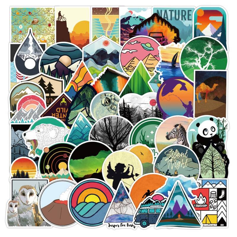 

50pcs Animal Print Sticker, Multicolor