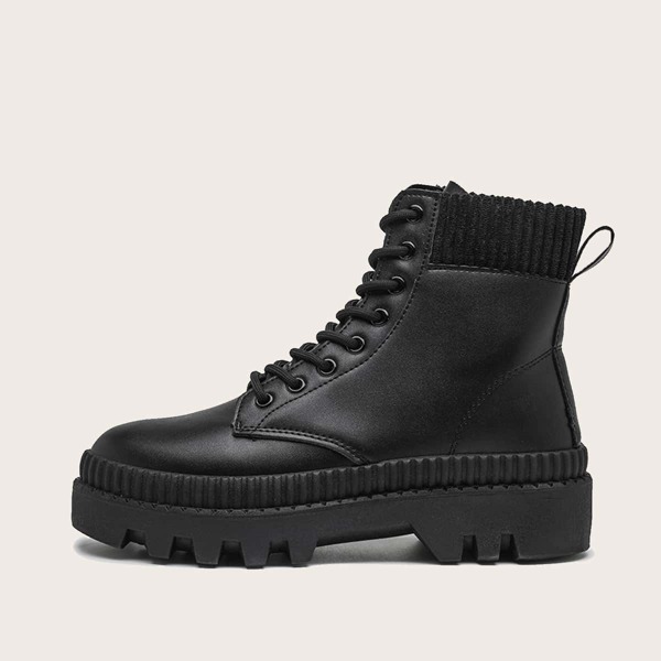 

Men Lace Up Front Combat Boots, Black