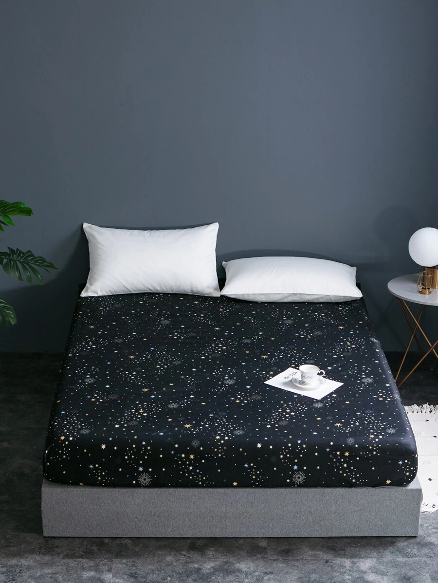 Sábana ajustable con patrón de galaxia - Negro - Ver 1