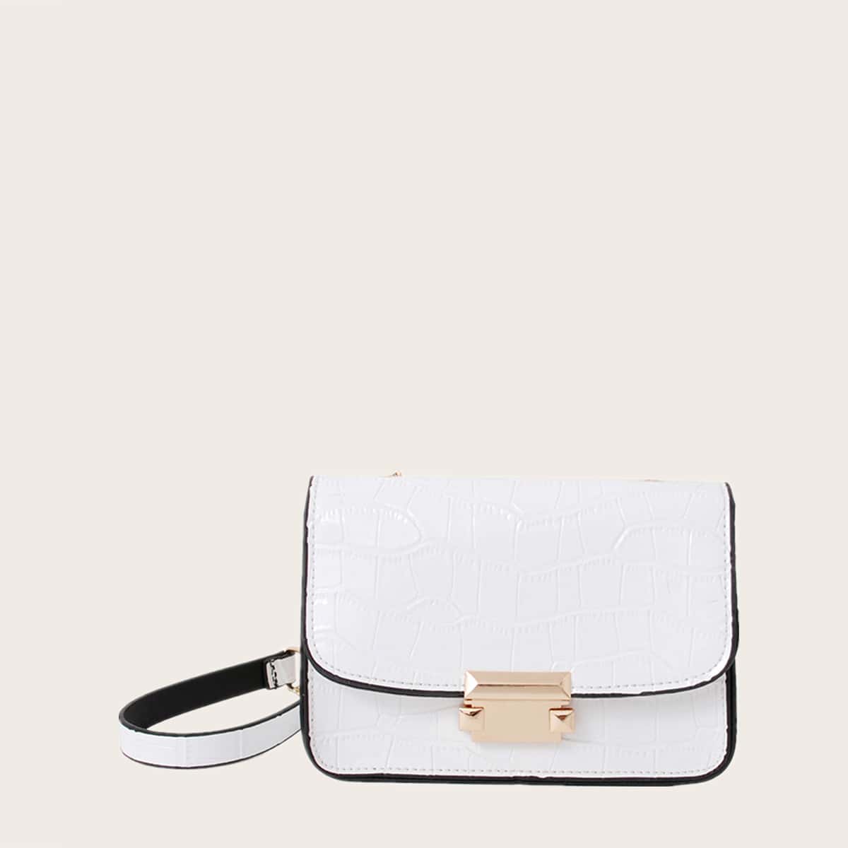 

Croc Embossed Crossbody Bag, White