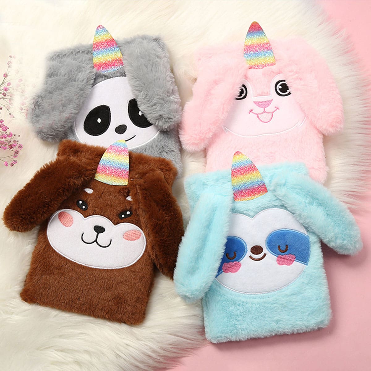

1pc Cartoon Fluffy Cover Notebook, Multicolor