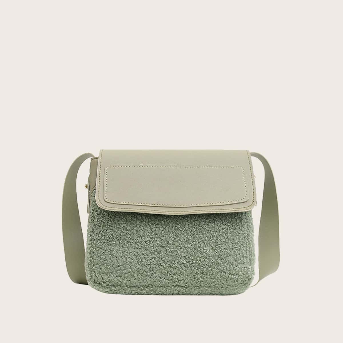 

Colorblock Teddy Crossbody Bag, Pastel mint green
