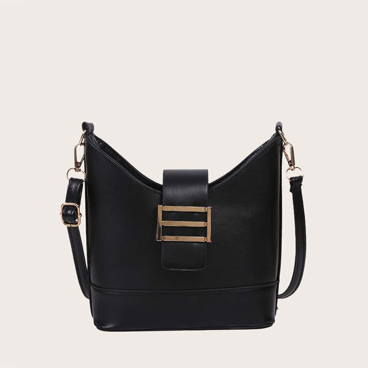 

Solid Buckle Crossbody Bag, Black