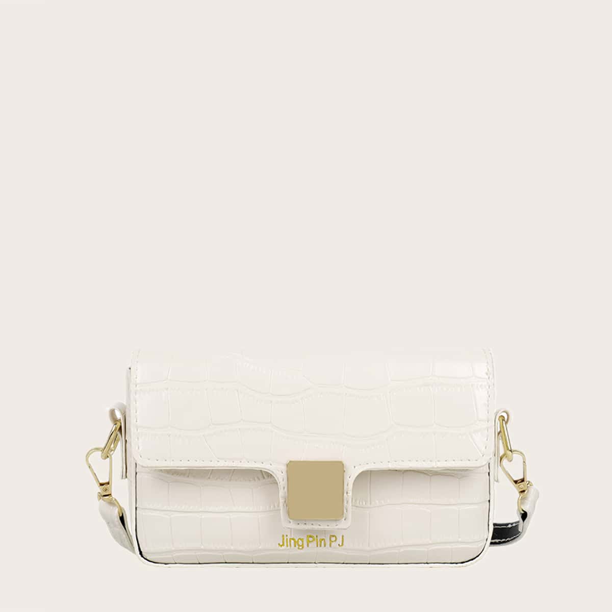 

Croc Embossed Crossbody Bag, White