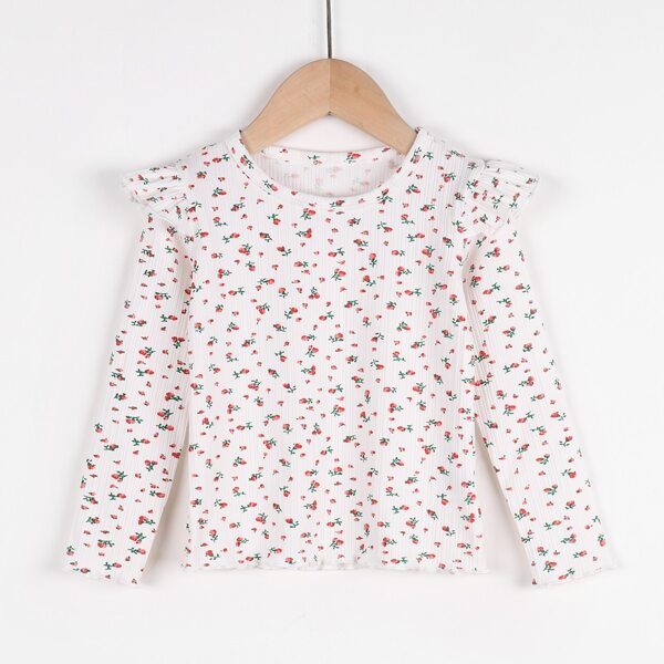 

Toddler Girls Ditsy Floral Ruffle Trim Tee, Multicolor