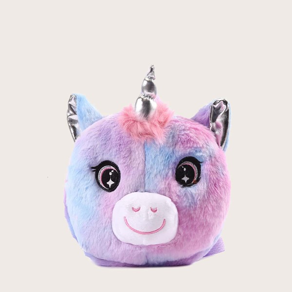

Girls Fluffy Unicorn Shaped Backpack, Multicolor