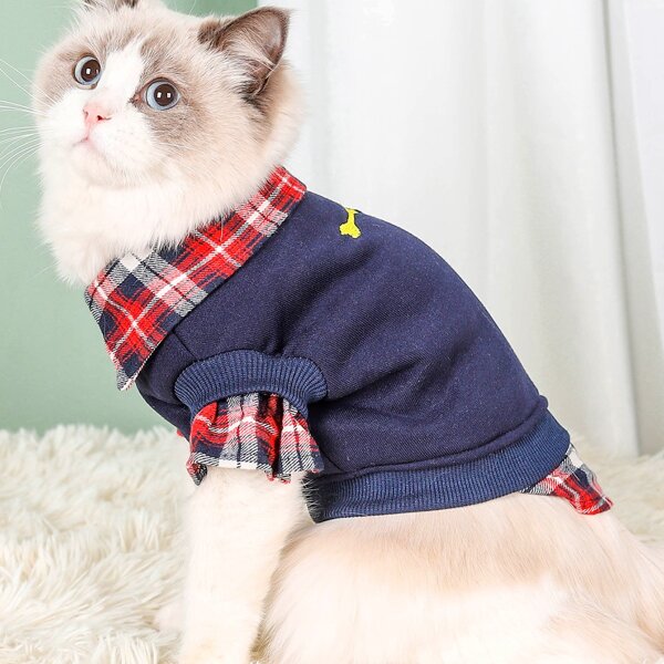 

Plaid Collar Pet Coat, Multicolor