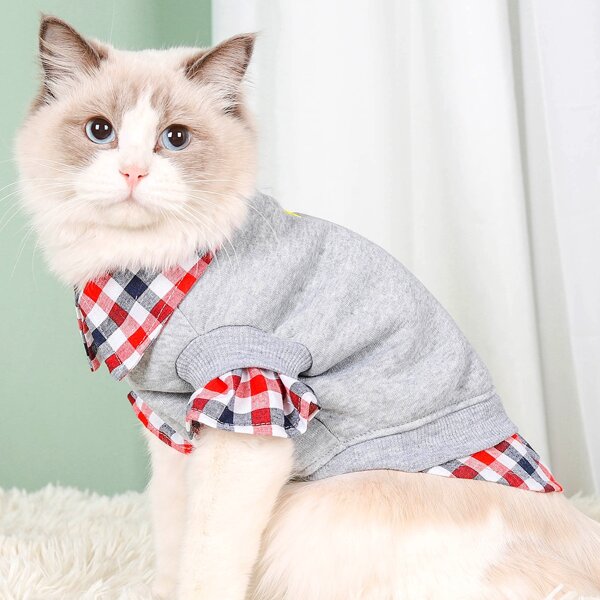 

Gingham Collar Pet Coat, Multicolor