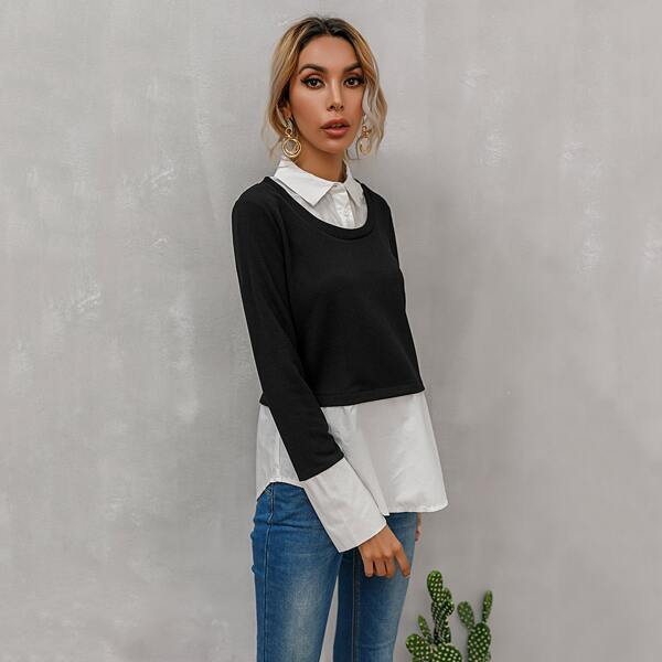 

Color Block 2 In 1 Top, Black and white