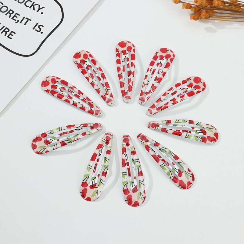 

10pcs Fruit Print Snap Clip, Multicolor