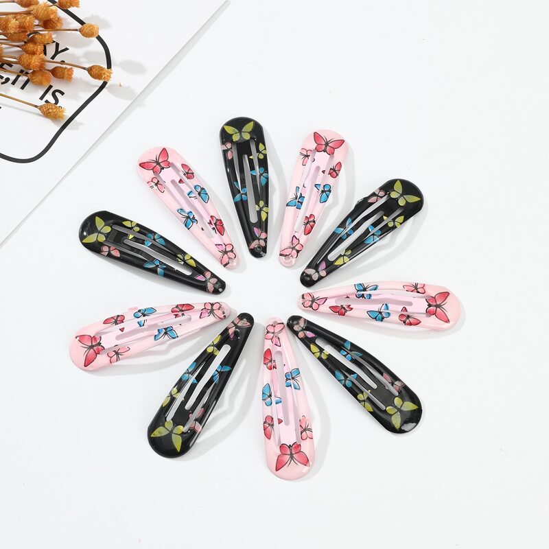 

10pcs Butterfly Print Snap Clip, Multicolor