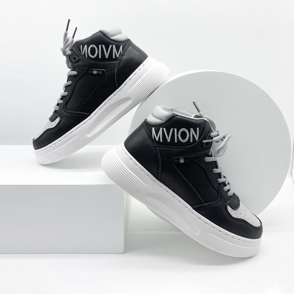 

Letter Embroidered High Top Skate Shoes, Black