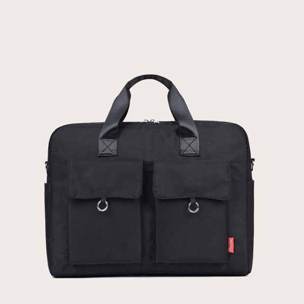 

Men Double Pocket Front Briefcase, Black