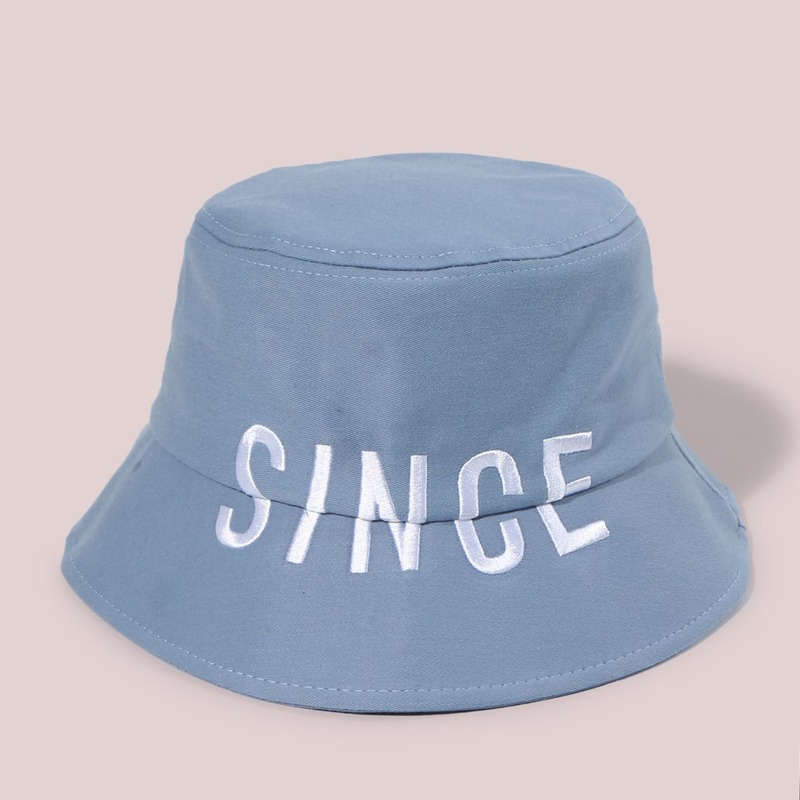 

Letter Embroidery Bucket Hat, Blue
