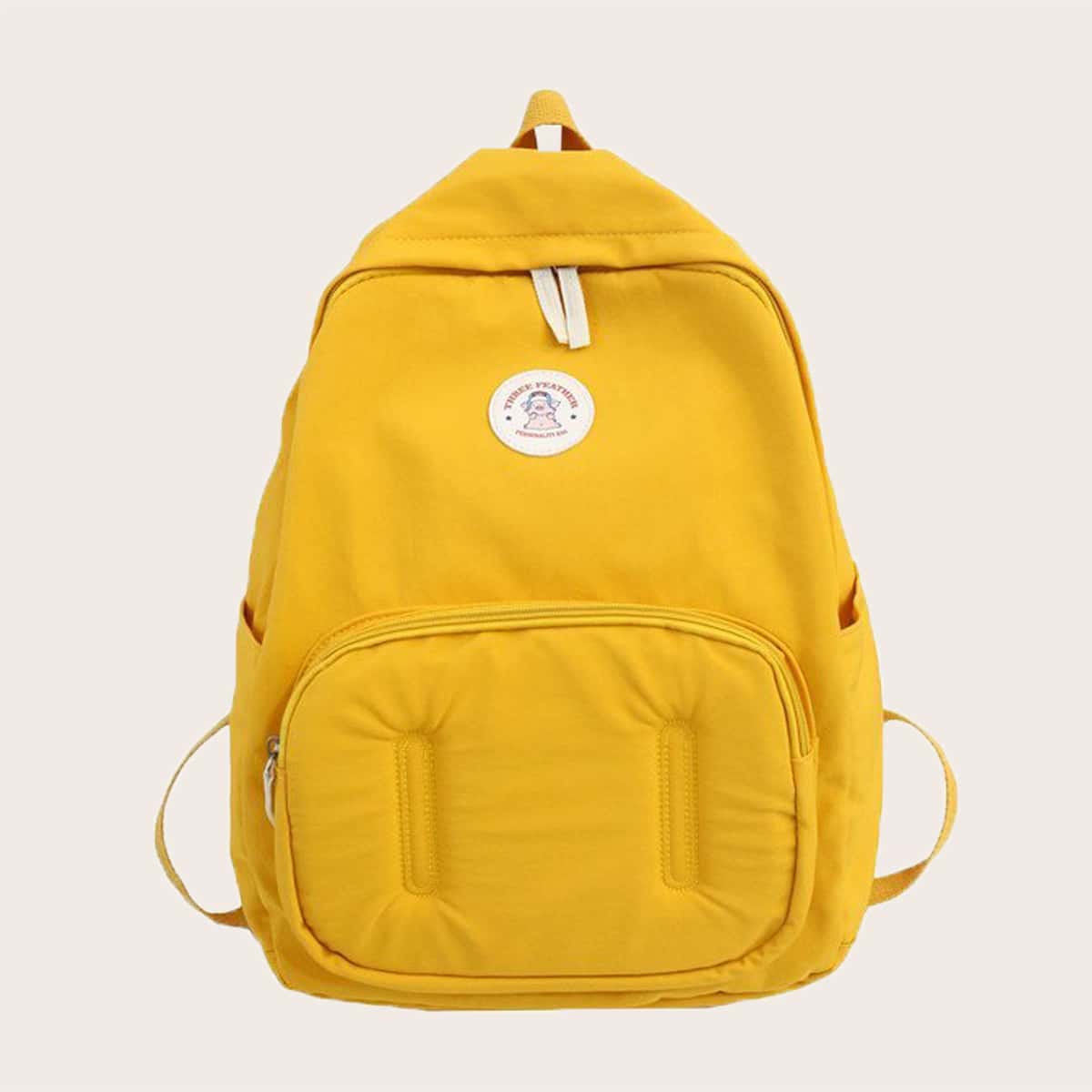 

Cartoon Patch Pocket Front Backpack, Yellow