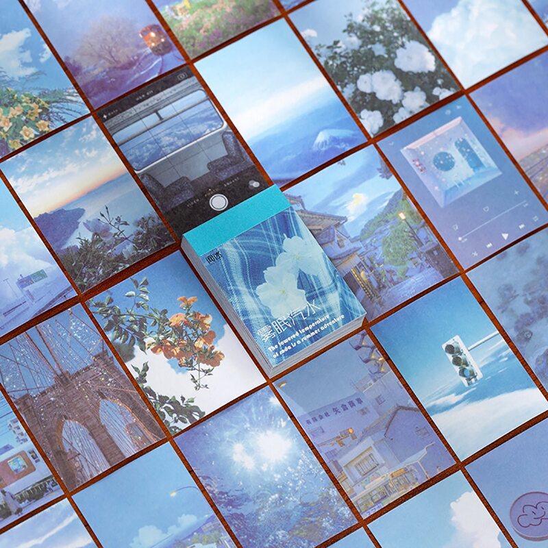 

50pcs Scenery Print Material Paper, Multicolor