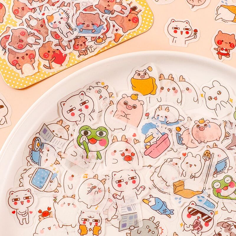 

50pcs Cartoon Animal Sticker, Multicolor