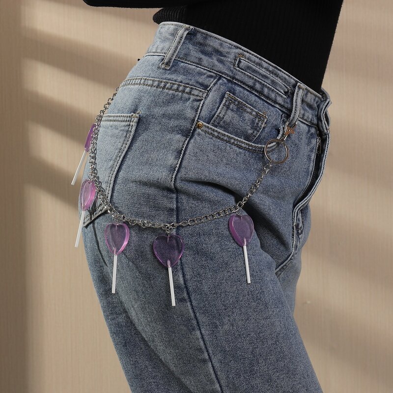 

Heart Decor Pants Chain, Purple
