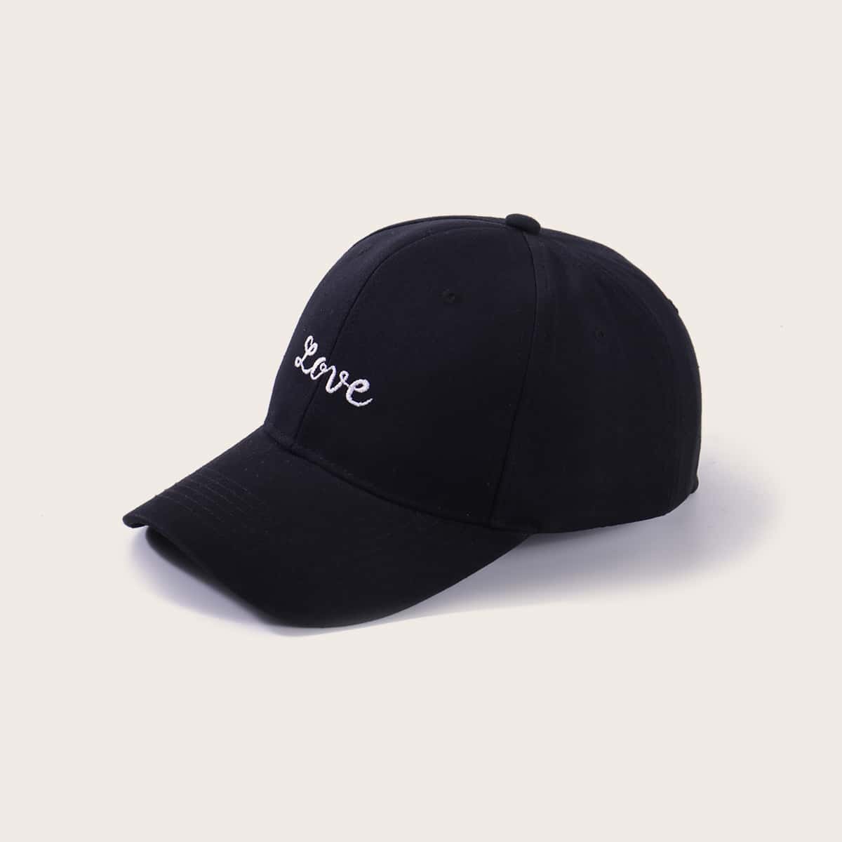 

Letter Embroidery Baseball Cap, Black