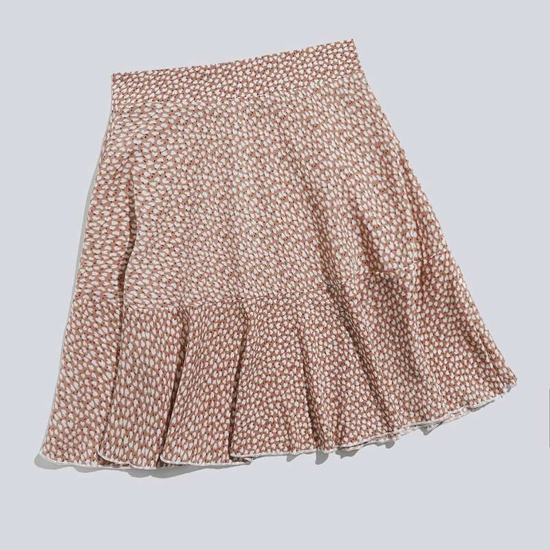 

All Over Print Ruffle Hem Skirt, Dusty pink