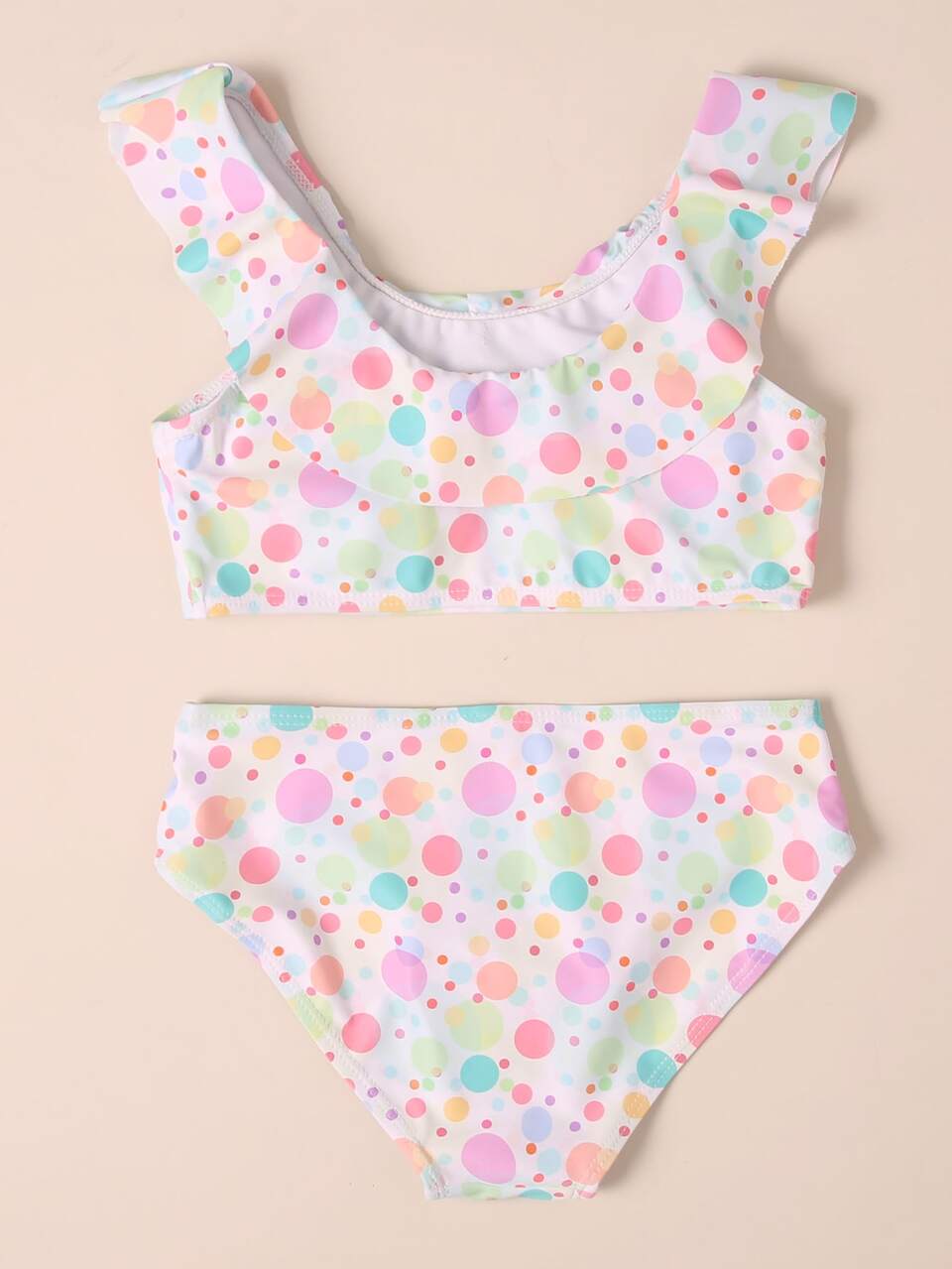 Tween Girl Polka Dot Ruffle Bikini Set Summer Beach
