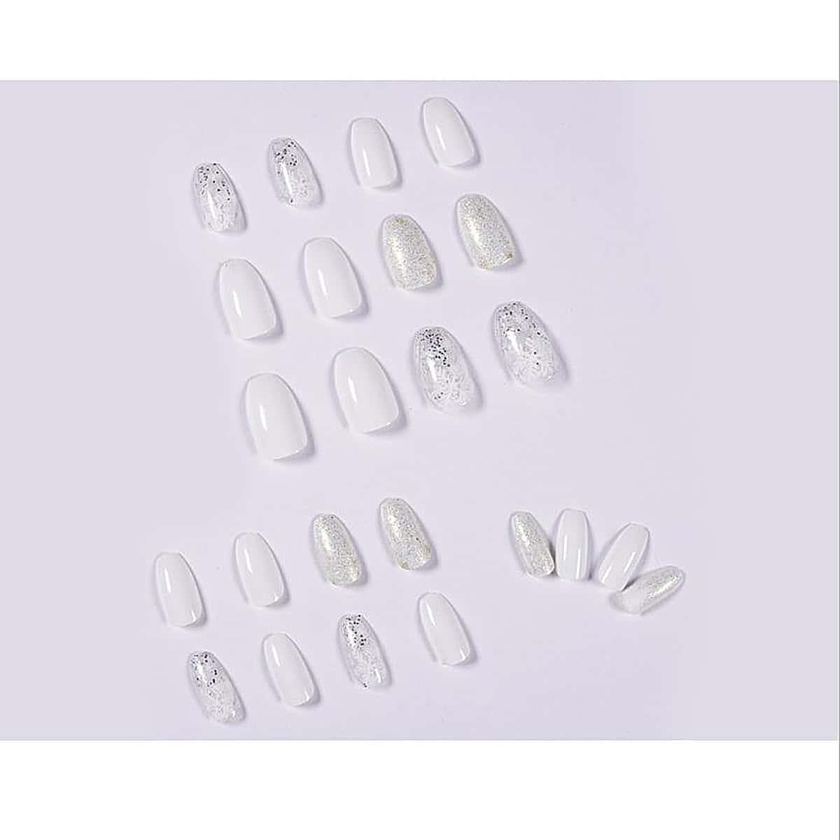

24pcs Glitter Snowflake Fake Nail, Multicolor