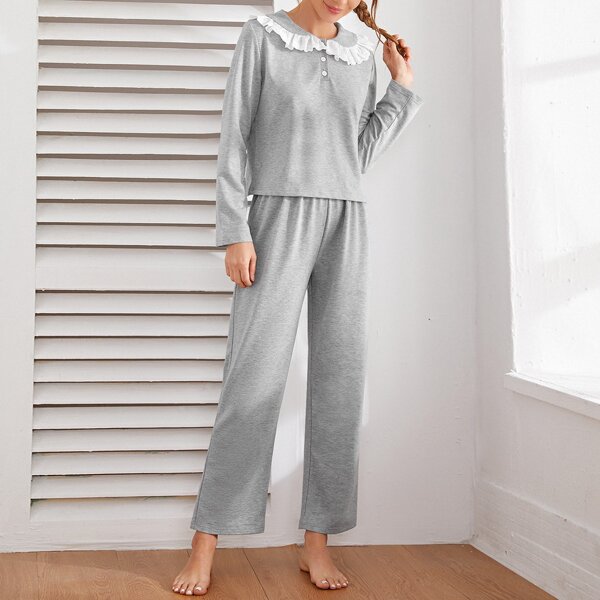

Schiffy Panel Tee & Pants Pajama Set, Grey