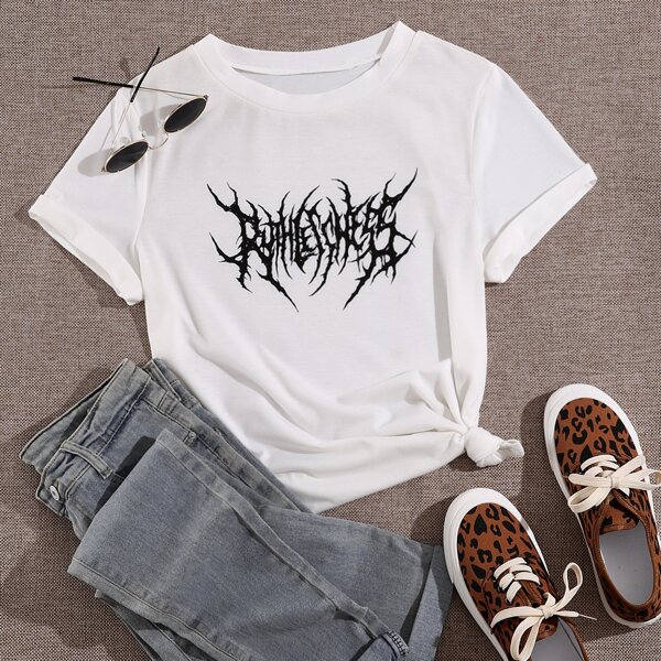 

Graphic Print Short Sleeve Tee, White