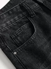 Manfinity LEGND Men Ripped Zipper Fly Jeans - Black - View 6