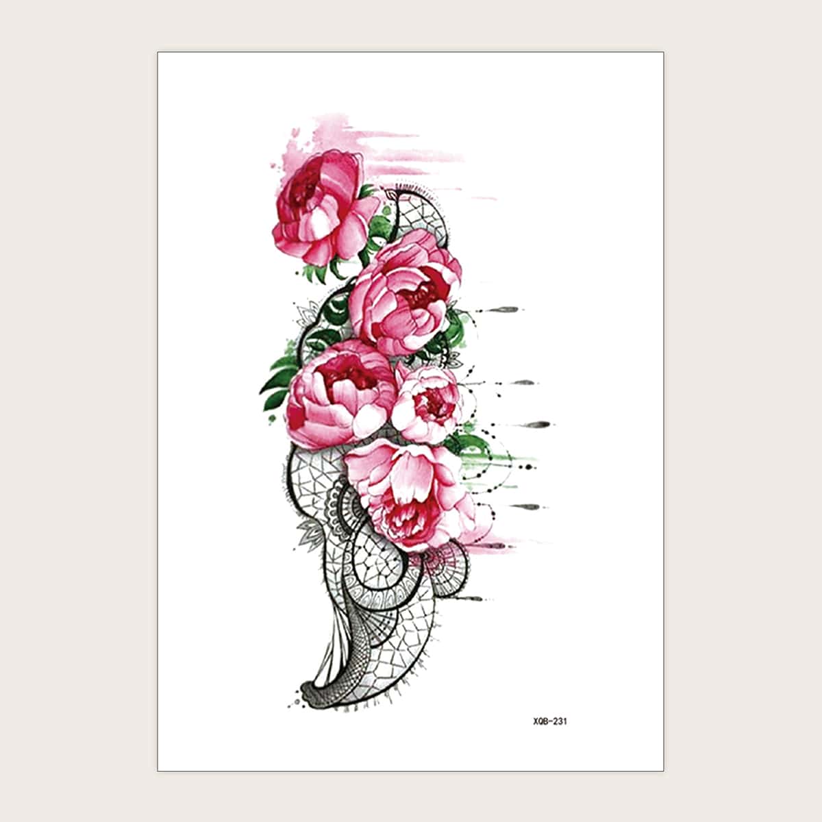 

1sheet Flower Pattern Tattoo Sticker, Multicolor