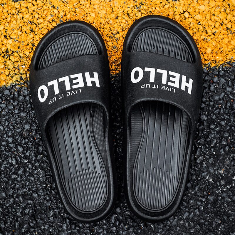 

Guys Open Toe Letter Graphic Slides, Black