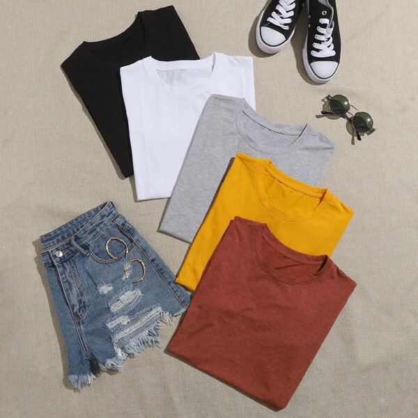 

5pack Solid Basic Tee, Multicolor