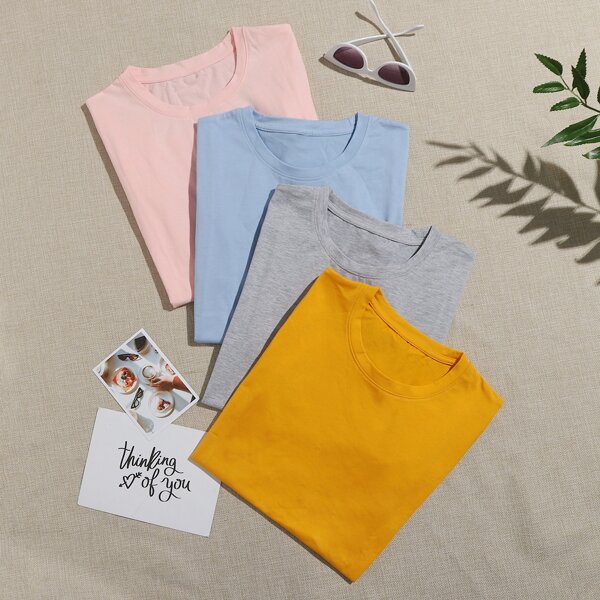 

4pack Solid Basic Tee, Multicolor