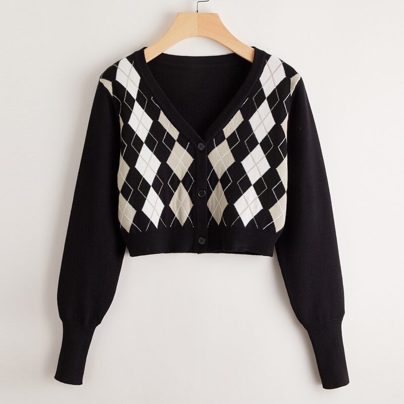 

Argyle Button Front Cardigan, Multicolor