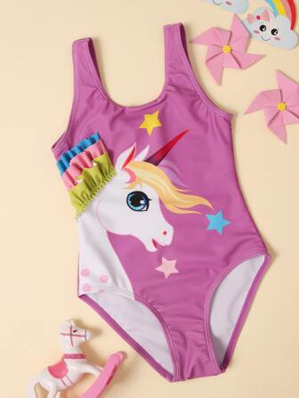 Bañador una pieza con estampado de unicornio