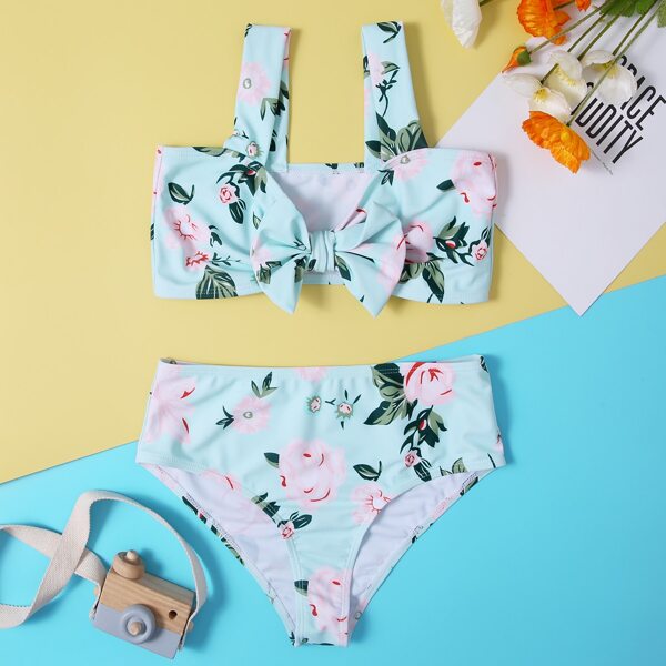 

Girls Floral Bow Front Bikini Swimsuit, Multicolor