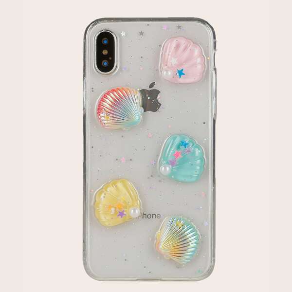 

3D Shell Decor iPhone Case, Clear