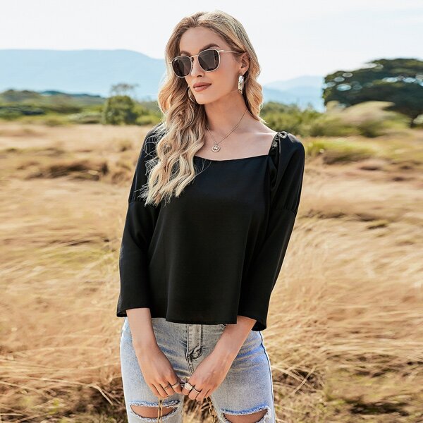 

Solid Low Back Top, Black