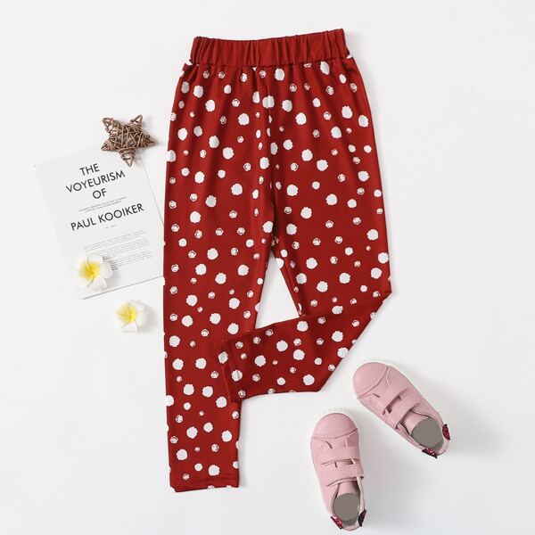 

Toddler Girls Allover Print Elastic Waist Leggings, Burgundy