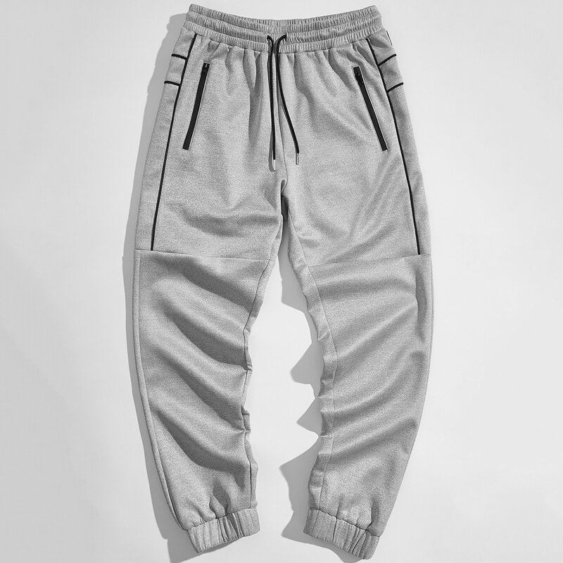

Guys Contrast Tipping Zip Detail Pants, Light grey