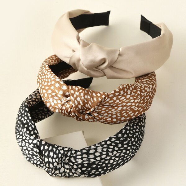 

3pcs Knot Decor Hair Hoop, Multicolor