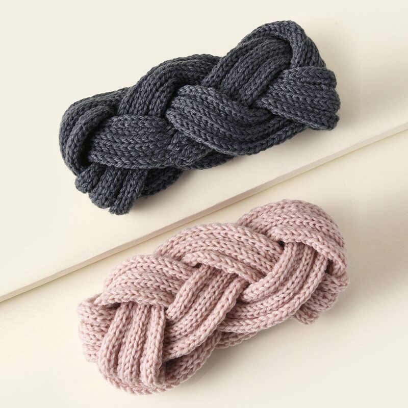 

2pcs Plain Knitted Headband, Multicolor