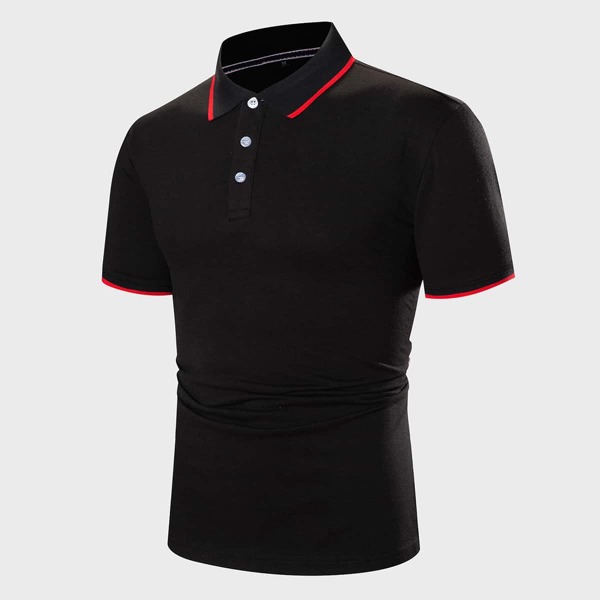 

Men Contrast Binding Polo Shirt, Black