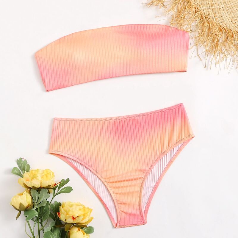 

Tie Dye Ribbed Bikini Swimsuit, Multicolor